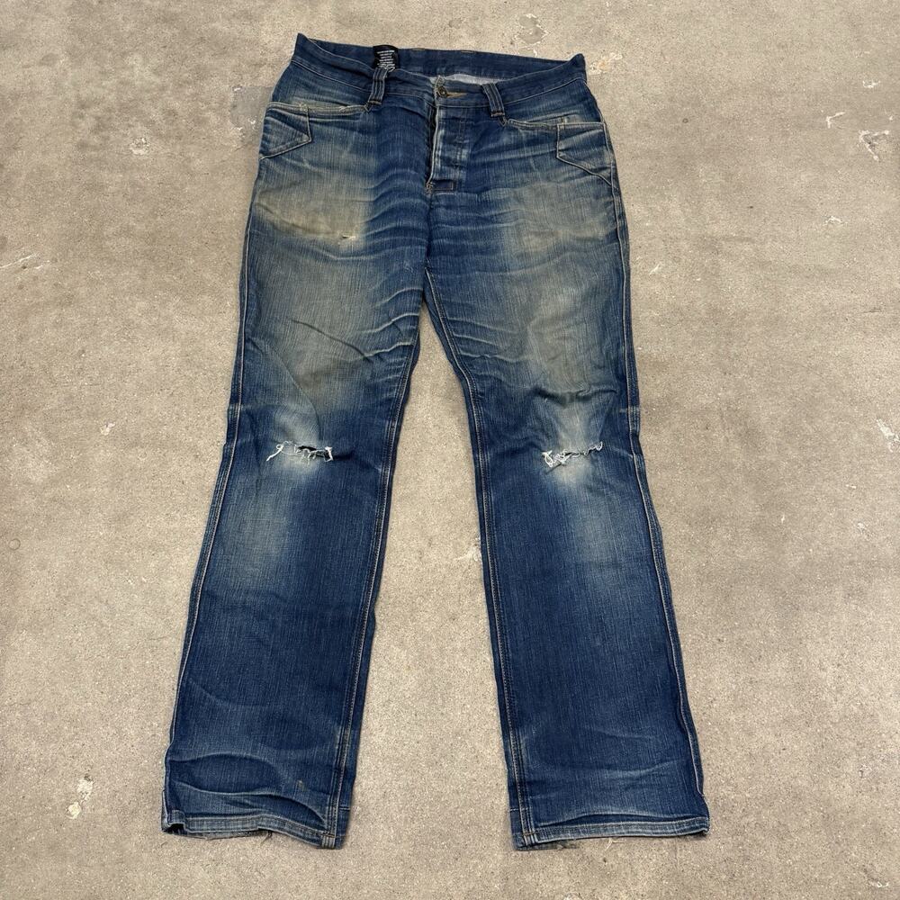 TRIPLE AUGHT DESIGN FADED MUD DIRTY WASH USA MADE 30x30 DENIM STRAIGHT LEG JEANS